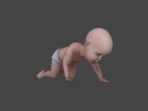 BABY-002 Crawling Animation Modello 3D