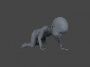 BABY-002 Crawling Animation 3D Model