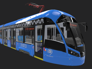 tram vityaz-m rolling stock low-poly 3D Модель