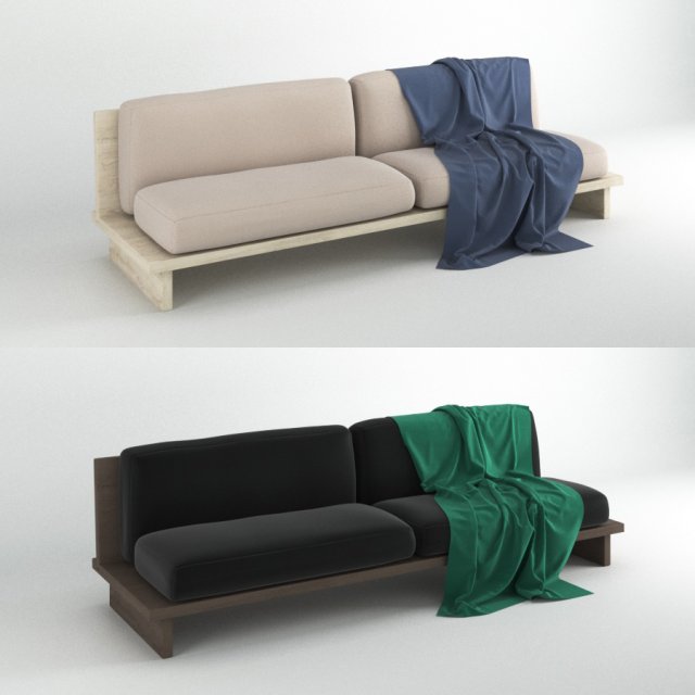 contemporary sofa 2 colors 3D 模型 .c4d .max .obj .3ds .fbx .stl .blend