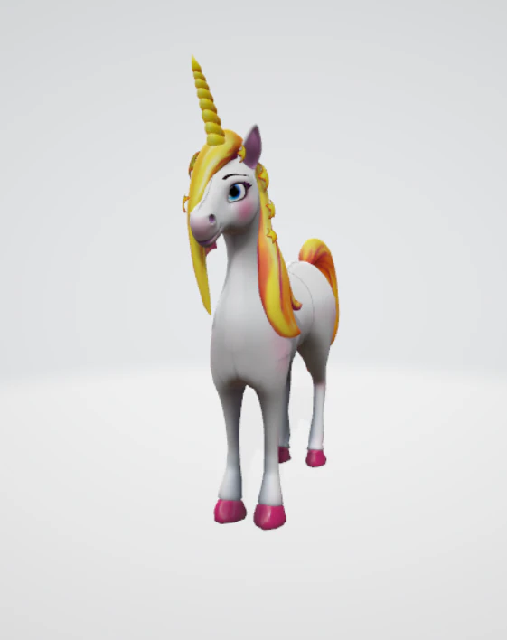 unicorn cartoon low poly to vr ar 3D Model .c4d .max .obj .3ds .fbx .stl .blend 