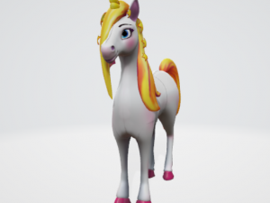 unicorn cartoon low poly to vr ar 3D Model