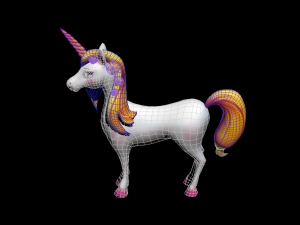 unicorn cartoon low poly to vr ar 3D 模型