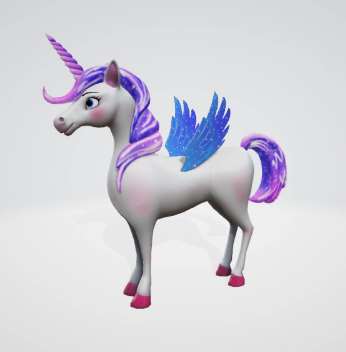 unicorn-pegasus low poly to vr ar 3D Model .c4d .max .obj .3ds .fbx .stl .blend 