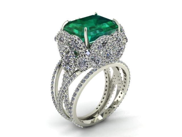 emerald ring butterfly 3d print model Modello di stampa 3D .c4d .max .obj .3ds .fbx .stl .blend 