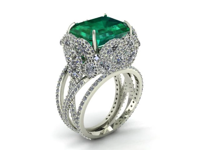 emerald ring butterfly 3d print model 3D Print Model .c4d .max .obj .3ds .fbx .stl .blend