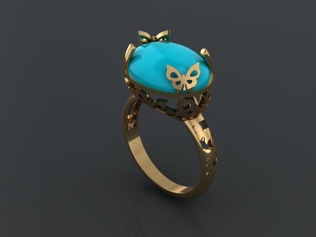 butterfly ring 3D 프린트 모델 .c4d .max .obj .3ds .fbx .stl .blend