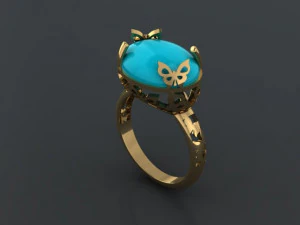 蝶の指輪 3Dプリントモデル