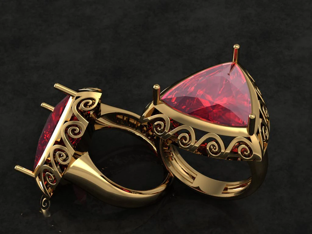 garnet trillion ring 3D Print Model .c4d .max .obj .3ds .fbx .stl .blend 