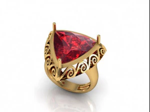 garnet trillion ring 3D Print Model
