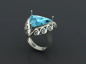 garnet trillion ring 3D Print Model