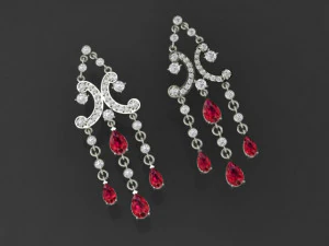 クラスターイヤリング 3Dプリントモデル