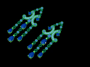 クラスターイヤリング 3Dプリントモデル