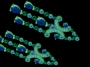 クラスターイヤリング 3Dプリントモデル