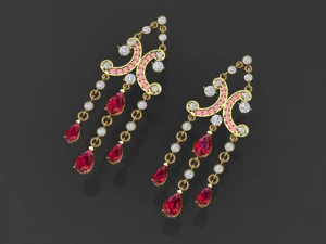 クラスターイヤリング 3Dプリントモデル