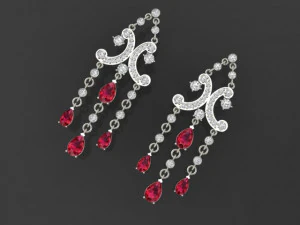 クラスターイヤリング 3Dプリントモデル