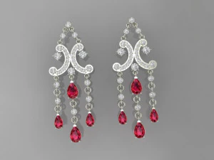 クラスターイヤリング 3Dプリントモデル