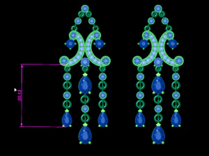 クラスターイヤリング 3Dプリントモデル