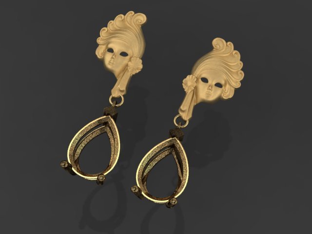 mask earring 3D Baskı Modeli .c4d .max .obj .3ds .fbx .stl .blend 