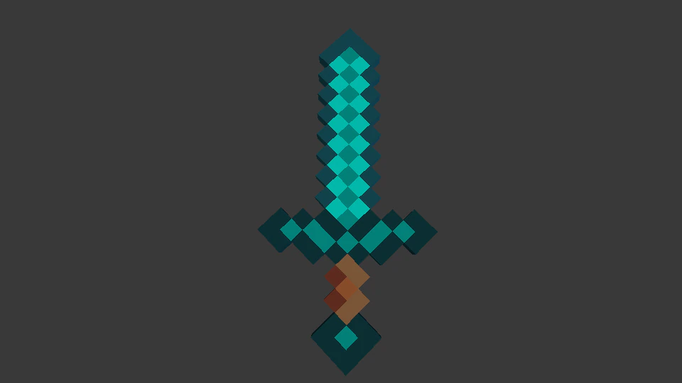 minecraft sword diamond 3D Print Model .c4d .max .obj .3ds .fbx .stl .blend 