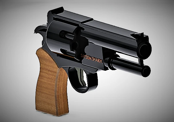 revólver Modelo de Impressão 3D .c4d .max .obj .3ds .fbx .stl .blend