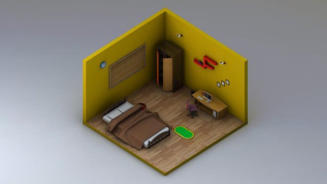 isometric room model 3D 模型 .c4d .max .obj .3ds .fbx .stl .blend 