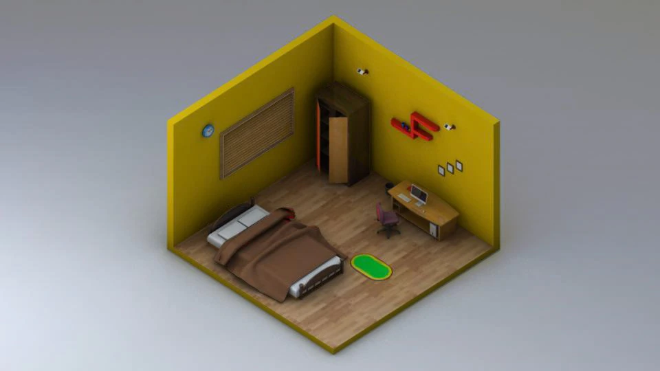 isometric room model 3D Model .c4d .max .obj .3ds .fbx .stl .blend 