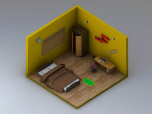 isometric room model 3D Model