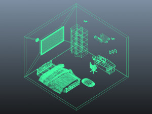 isometric room model 3D 模型