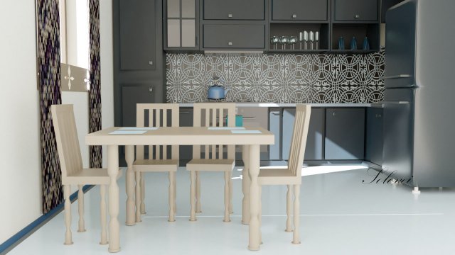 modern kitchen 3D Model .c4d .max .obj .3ds .fbx .stl .blend 