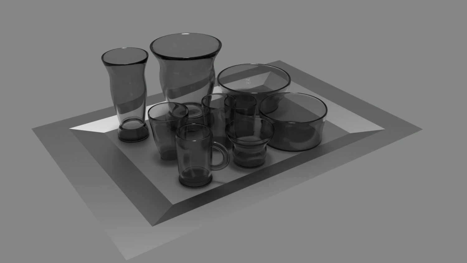 glass cups vases and bowls 3D Model .c4d .max .obj .3ds .fbx .stl .blend 