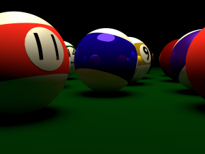 15 pool balls and cue ball 3D Model