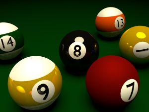 15 pool balls and cue ball 3D Model