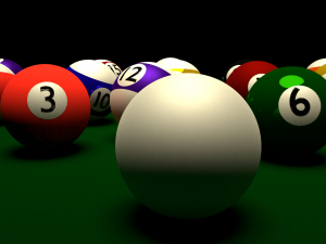15 pool balls and cue ball 3D Model