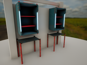 Old retro futuristic repair table and shelf 3D-Modell