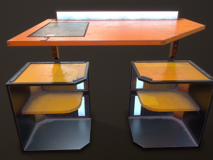Old futuristic table and bedside table 3D-Modell