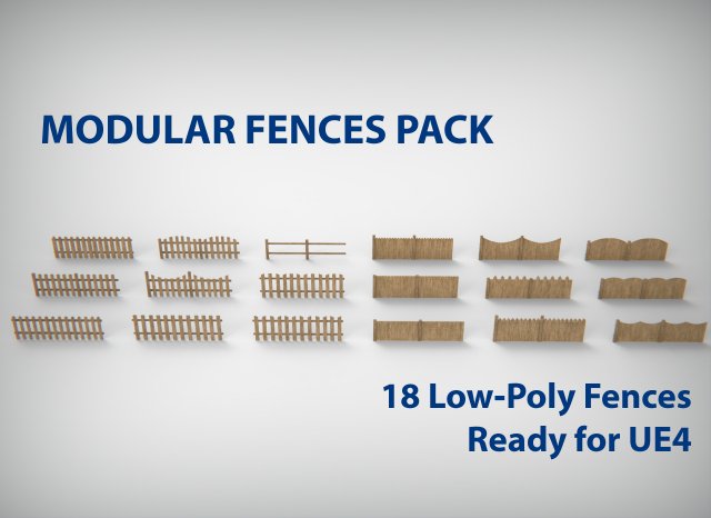 modular fences pack 3Dモデル .c4d .max .obj .3ds .fbx .stl .blend 