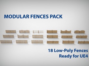 modular fences pack 3D 모델