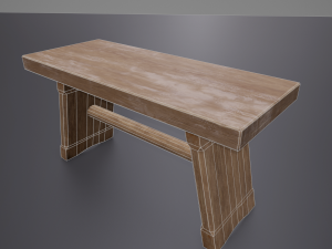 small wooden bench Model 3D