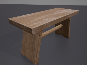 small wooden bench Model 3D