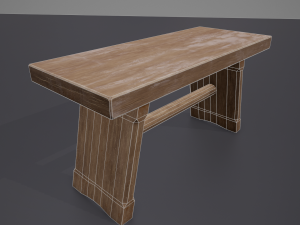 small wooden bench Model 3D