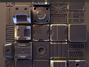 Hard Surface Kitbash 02 - gotowy na subdiv Model 3D