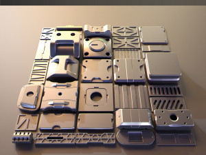 hard surface kitbash 02 - subdiv-ready Model 3D