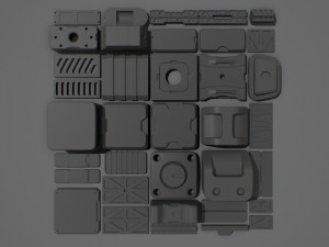 hard surface kitbash 02 - subdiv-ready Model 3D