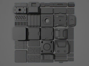 hard surface kitbash 02 - subdiv-ready 3D Model