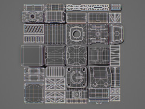 hard surface kitbash 02 - subdiv-ready Model 3D