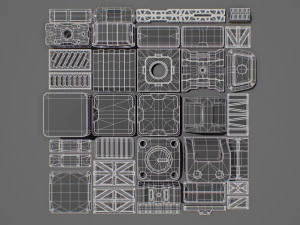 hard surface kitbash 02 - subdiv-ready 3D Model