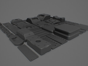 hard surface kitbash 02 - subdiv-ready Model 3D