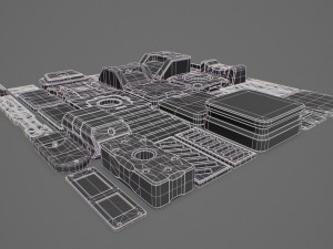 hard surface kitbash 02 - subdiv-ready Model 3D