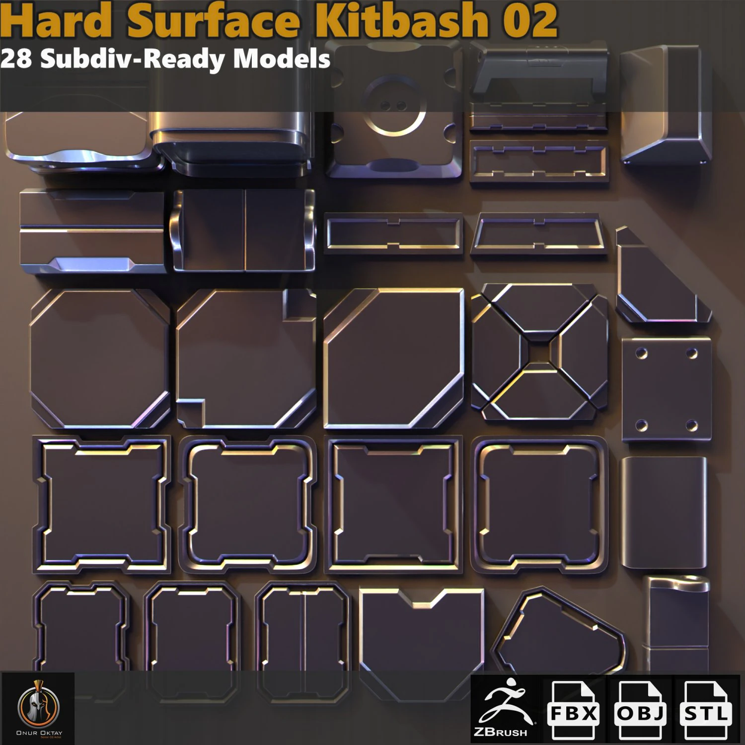 hard surface kitbash 02 - subdiv-ready 3D Model .c4d .max .obj .3ds .fbx .stl .blend 